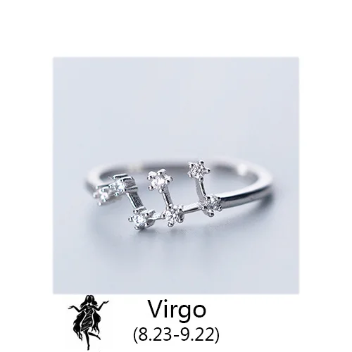 Virgo Trustdavis женские 12 Созвездие CZ модные ювелирные изделия из чистого серебра 925 пробы кольца на палец Лучший подарок DA348 - Цвет основного камня: Virgo