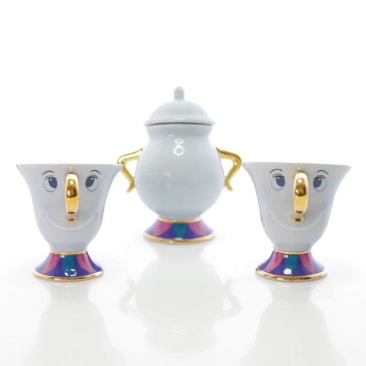 Чайный набор с героями мультфильмов Красавица и чудовище чайник чашка горшок