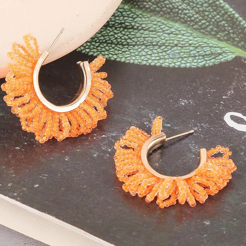 2021 женские серьги богемные ручной формы из бисера кольцо для ушей ювелирные