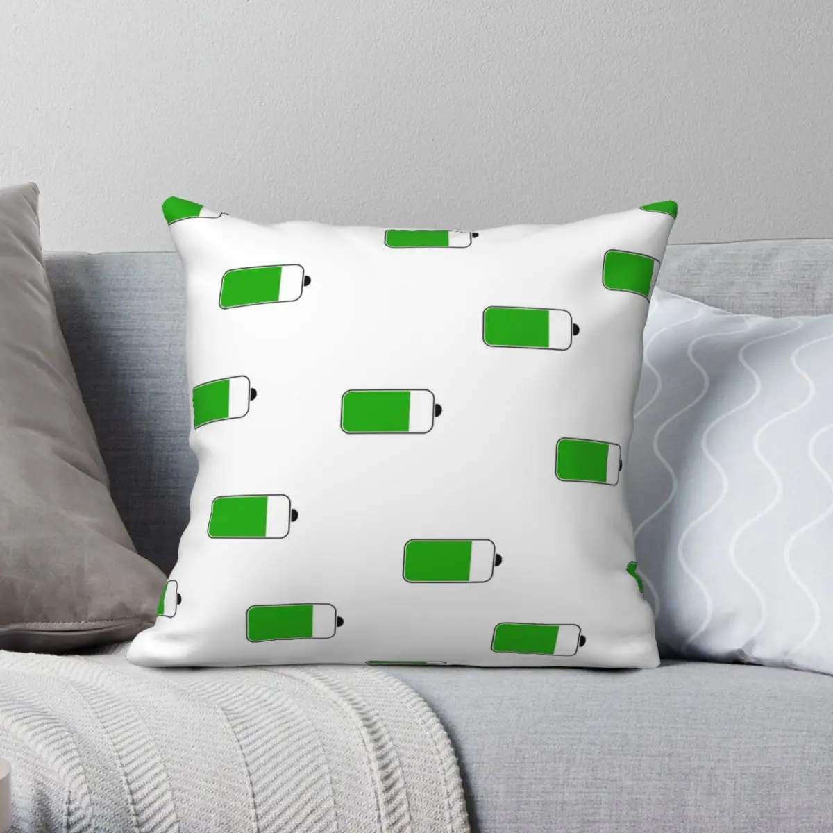 

Phone Battery Icons Pattern Square Pillowcase Polyester Linen Velvet Printed Zip Decor Sofa Cushion Cover