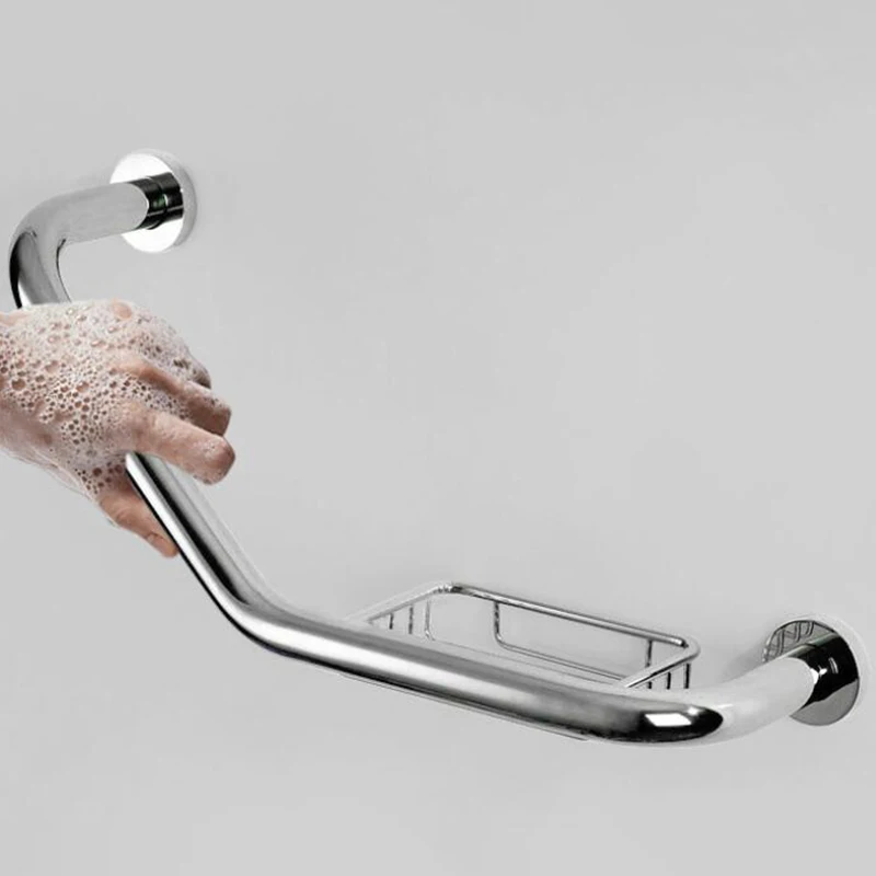 

with Soap Box Bathroom Shower Angled Grab Bar Safety Rail, Bathtub Grip Toilet Handrail Arm Safe-Grip Bar