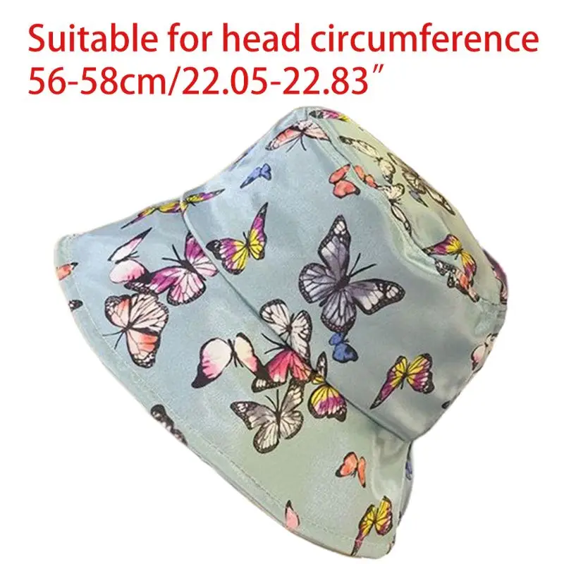 

Korean Women Summer Bucket Hat Colorful Butterfly Print Sunscreen Fisherman Cap High Quality