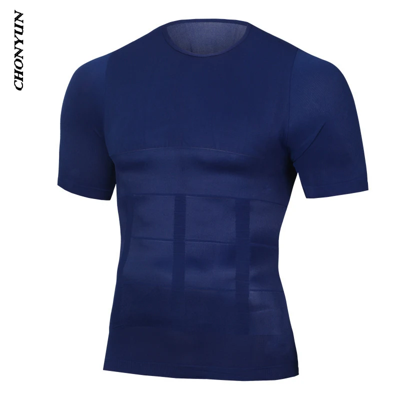 Горячая Распродажа мужские футболки для бега спортивные топы живота корректор
