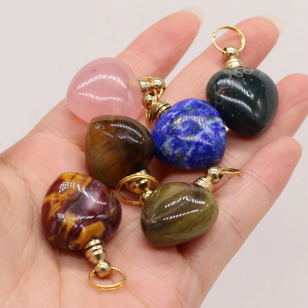 

Natural Semi-precious Stone Indian Agate Perfume Bottle Pendant For Making DIY Exquisite Necklace Bracelet Gift Size 22x33mm