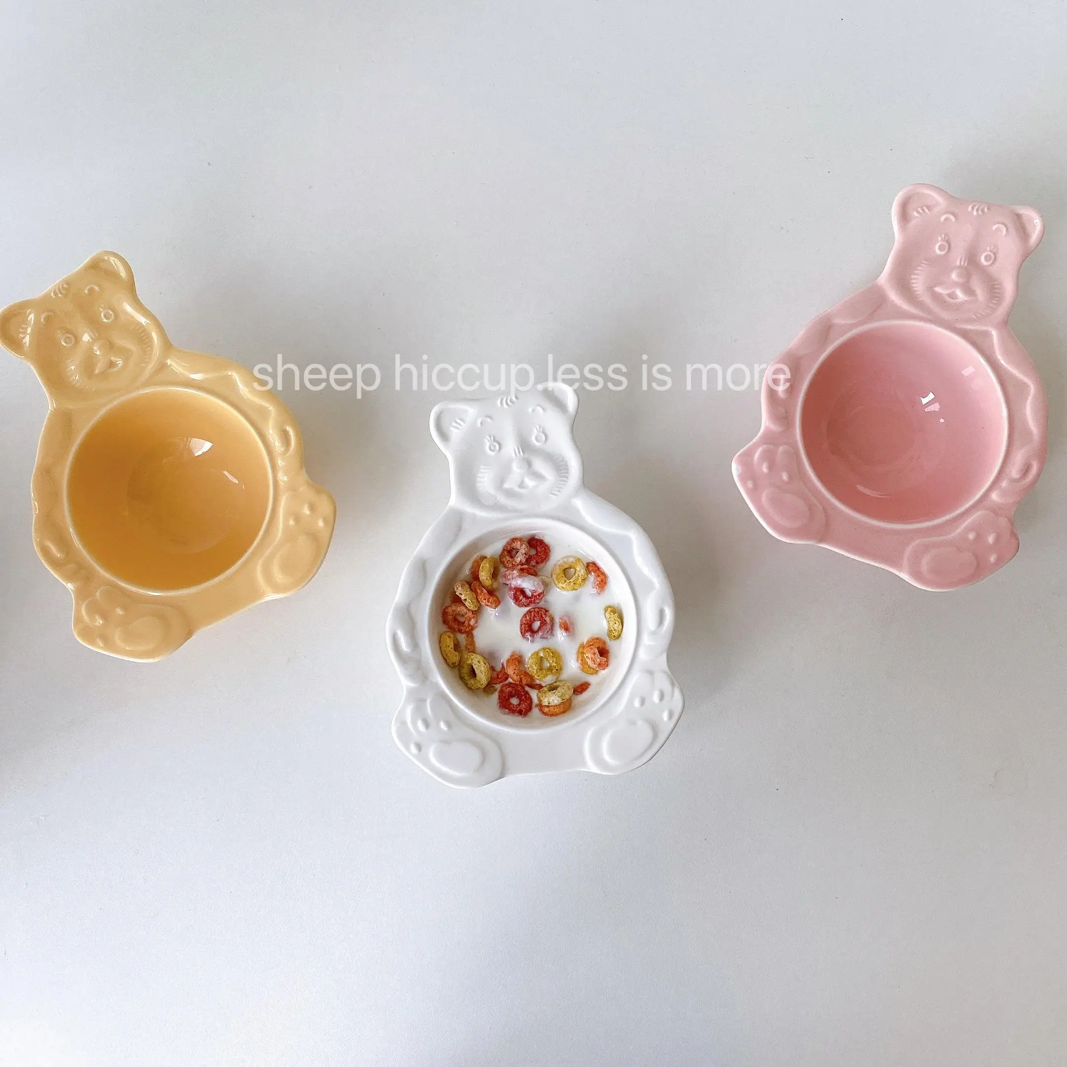 

zq Korean Ins Simple Ceramic Cute Dessert Bowl Retro Breakfast Cereal Small Bowl
