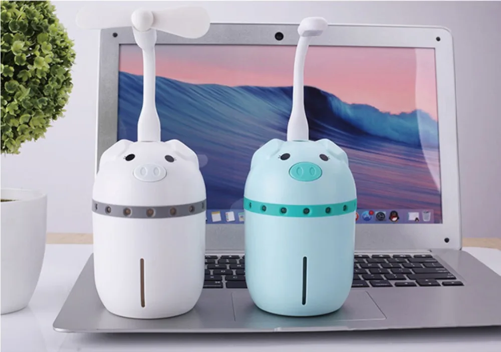 

Pig Mini Mist USB Air Humidifier with Colorful Lights 3 in 1 Ultrasonic Diffuser Essential Oil Mist Purifier for Car Home
