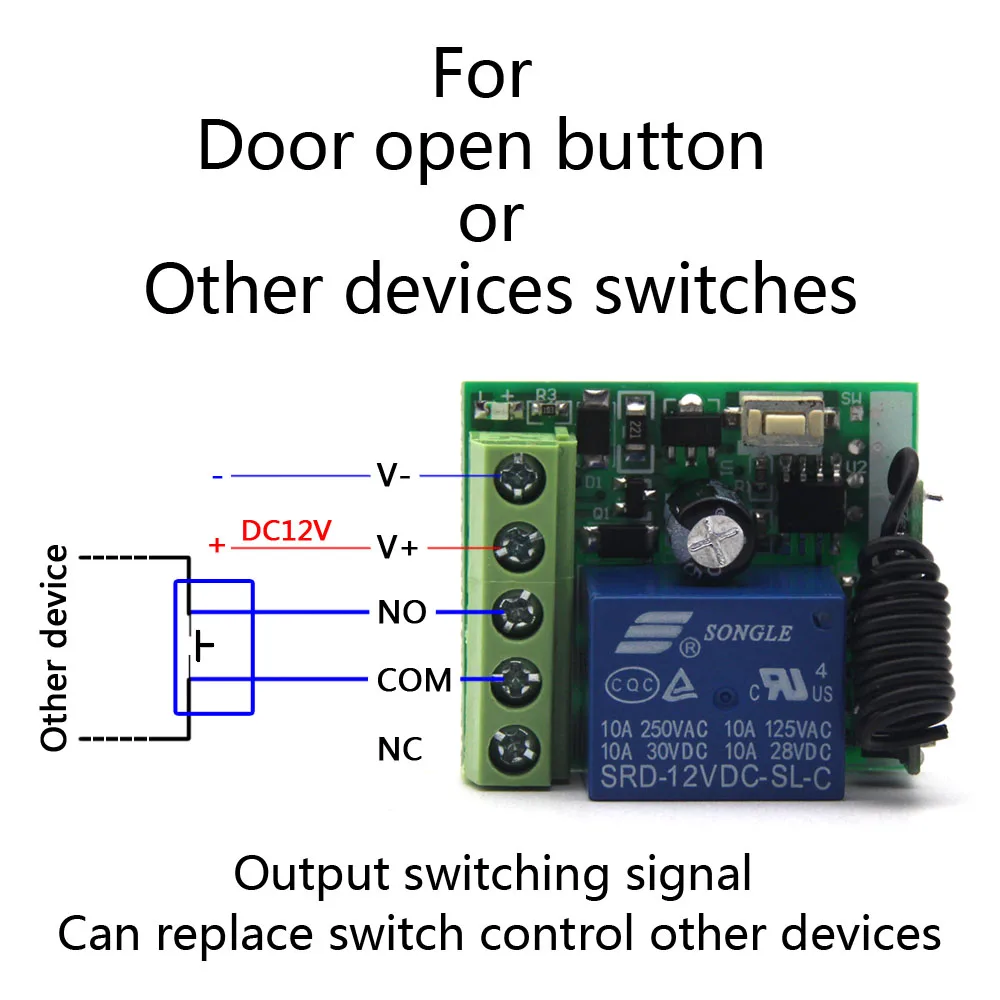 DC 12V Single Channel Relay Module RF Wireless Switch Receiver + Remote Control Transmitter DIY Kit | Электроника