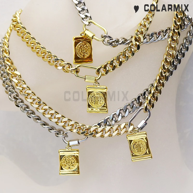 

6 Strand Sen benito Cuban style necklace Punk necklace charms wide neckalce gift jewelry necklace Hip Pop necklace chocker9684