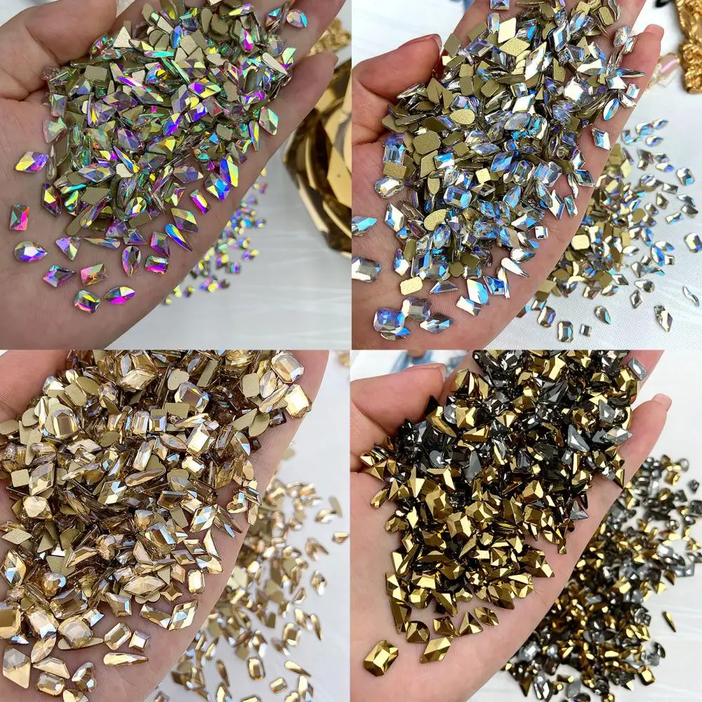

50Pcs/Bag Nail Art Rhinestone 3D Geometric Irregular Shaped Exquisite Fine Workmanship Glitter Manicure Accessories