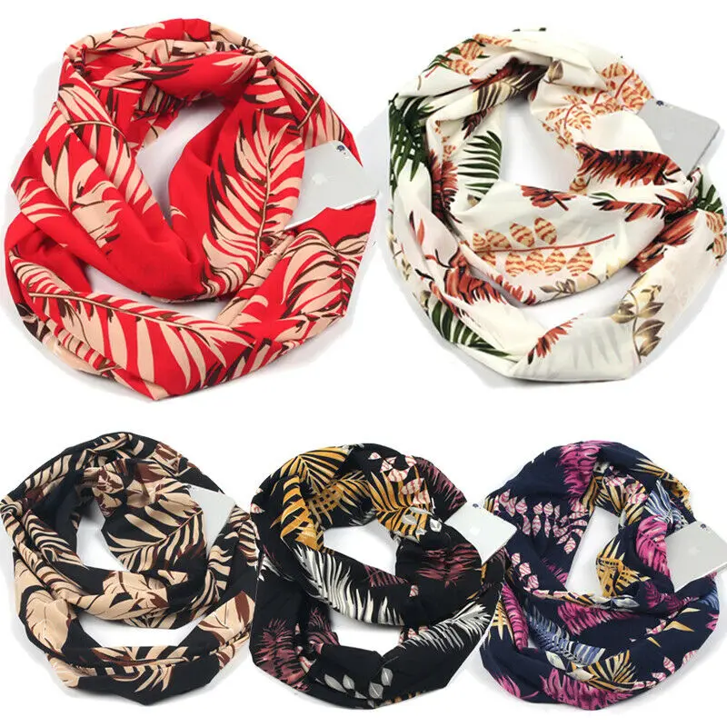 Novelty Warm Scarves Women Winter Convertible Infinity Scarf With Pocket Zipper Ladies Fashion Circle Shawl 180CM | Аксессуары для