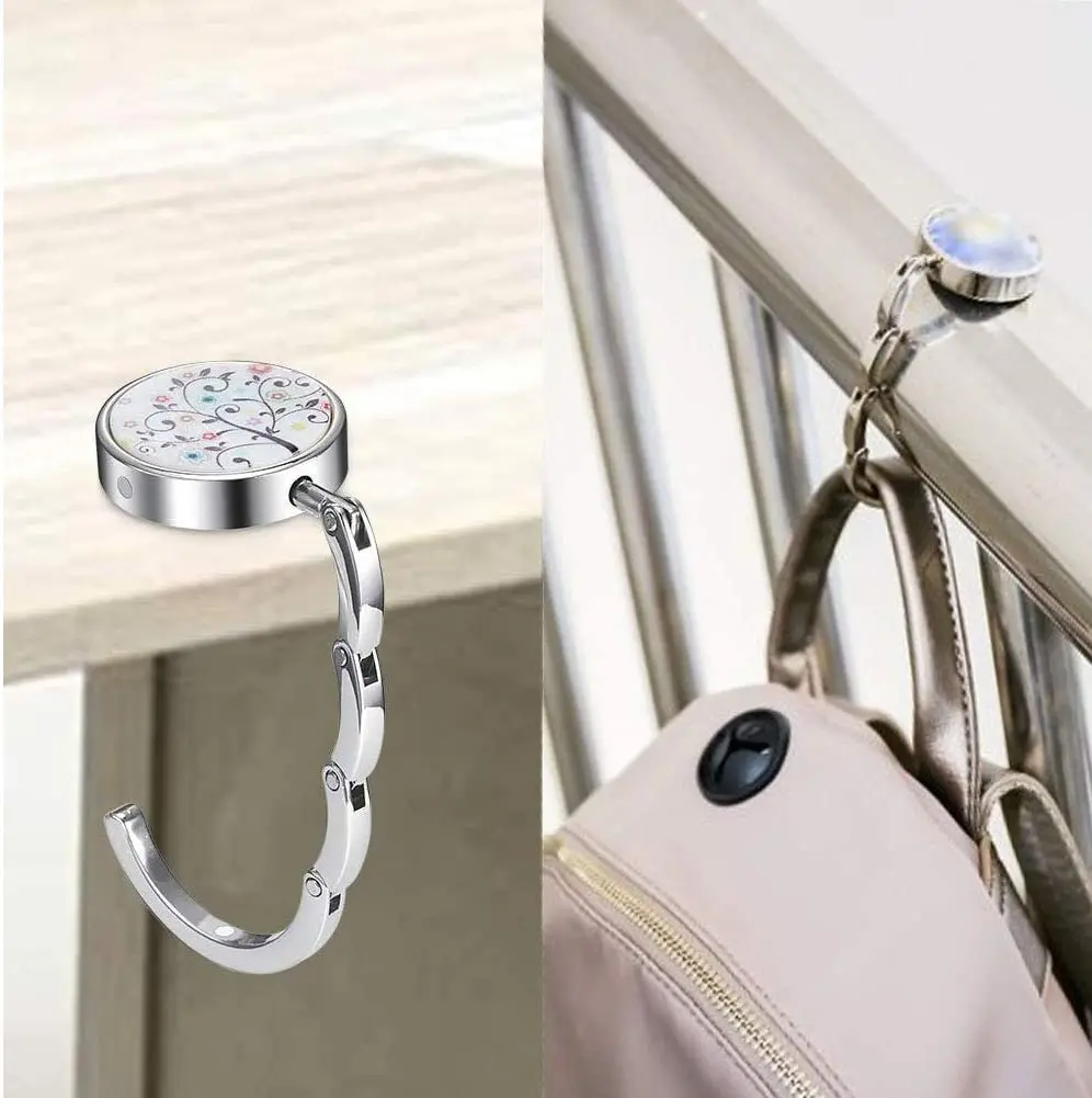 

1Pcs Portable Folding Bag Hook Hanger Desk Edge Hanging Hook Women Handbag Purse Organizer for Outdoor Travel Home Office Use