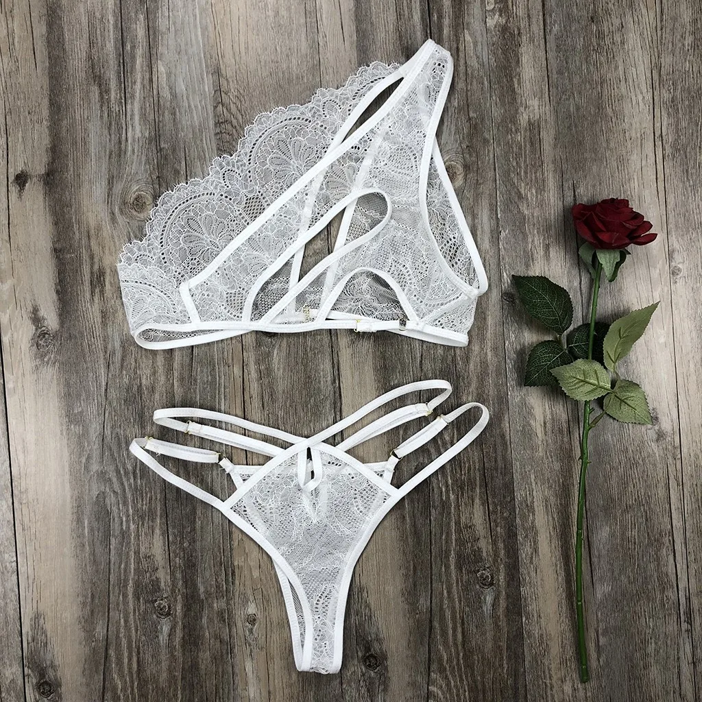 

Hot Erotic Sexy Lingerie Porno Lenceria Babydoll Langerie Lace Bra And Panty Sleepwear Set Femme Hollow Bandage Sexy Underwear