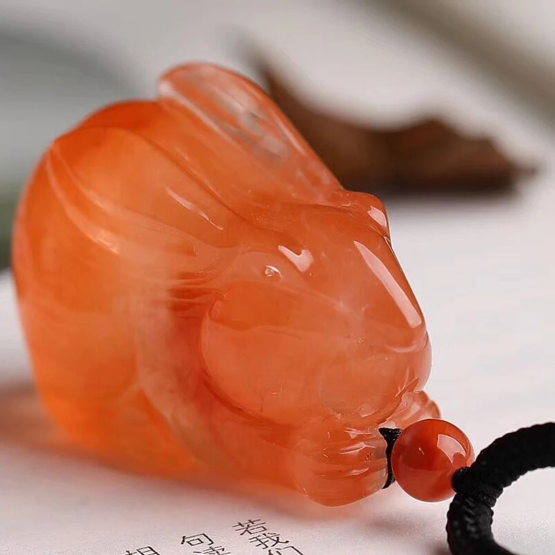 Изящные красные подвески из натурального кристалла ручная работа резной кролик