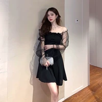 french strapless one shoulder dress female summer 2021 new sexy waist thin temperament hepburn style little black dress