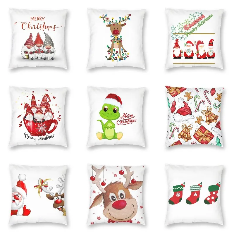 

Luxury Merry Christmas Throw Pillow Case Decoration Custom Kids Xmas Cartoon Gift Cushion Cover 45x45cm Pillowcover for Sofa