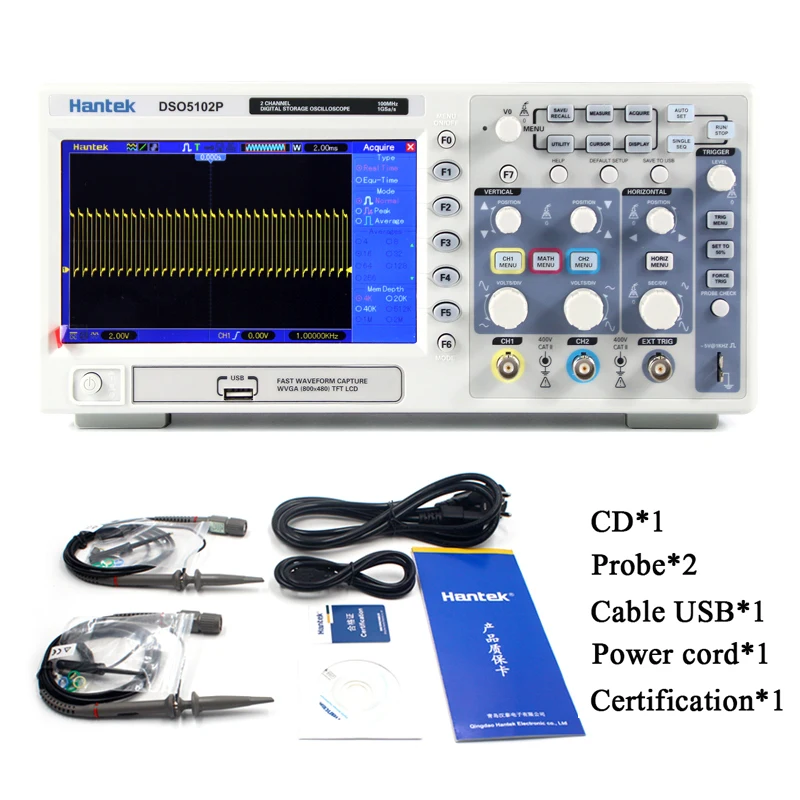 

Original Hantek DSO5102P Digital Storage Oscilloscope 100mhz 2channel Handheld Oscilloscopes