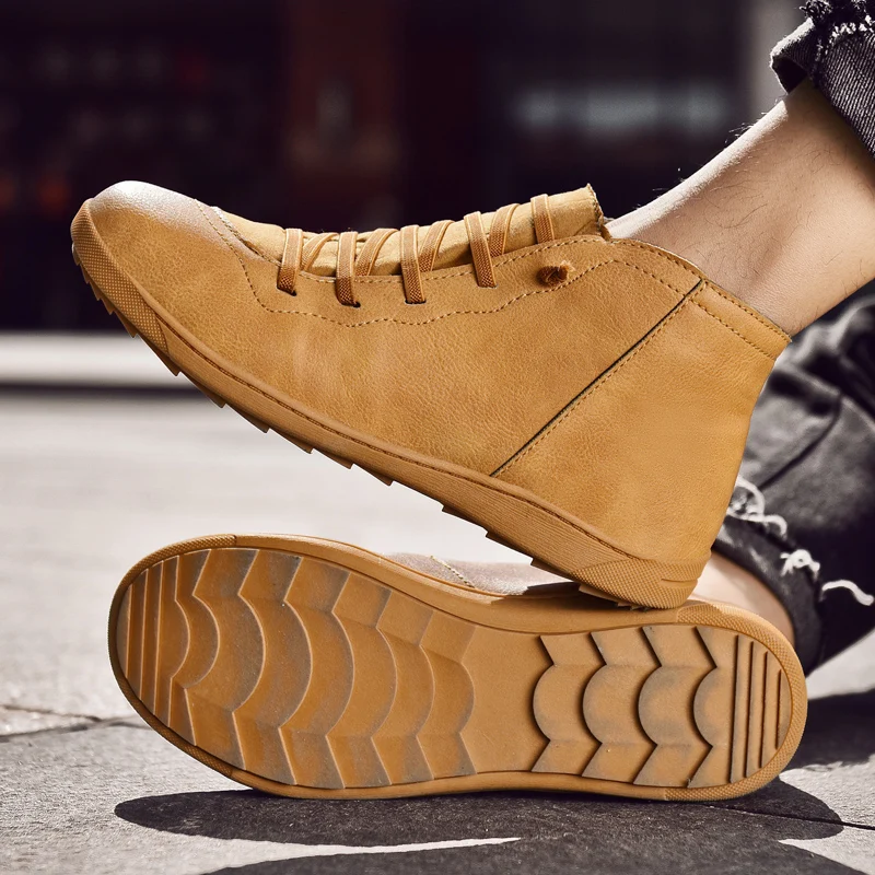 

PU Leather Men Casual Boot 2020 High Quality Lover Punk Ankle Boot Elastic Cross Strappy Flat Walking Shoes Big 47 Bota Hombre