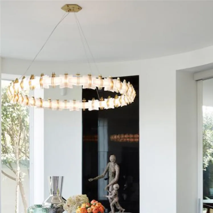 

Postmodern living room design sense American chandelier light luxury creative bedroom study dining room geometric lamps
