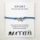 Тибетский серебряный браслет для хоккея, для мужчин и женщин, многослойный Браслет-манжета, из вощеной веревки, спортивные браслеты с карточками, Ювелирное Украшение