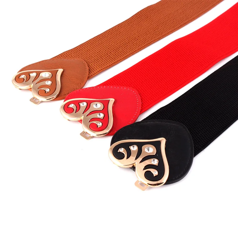 

Wild Elastic Waistband Ladies Wide Waist Seal Peach Heart Buckle Stretch Clothing Decorative Girdle