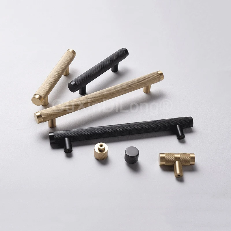 

10PCS Knurled Brass Bold Handles Wardrobe Drawer Cabinet Door Pulls Knurled Furniture Handle Knobs Black/Gold GF825