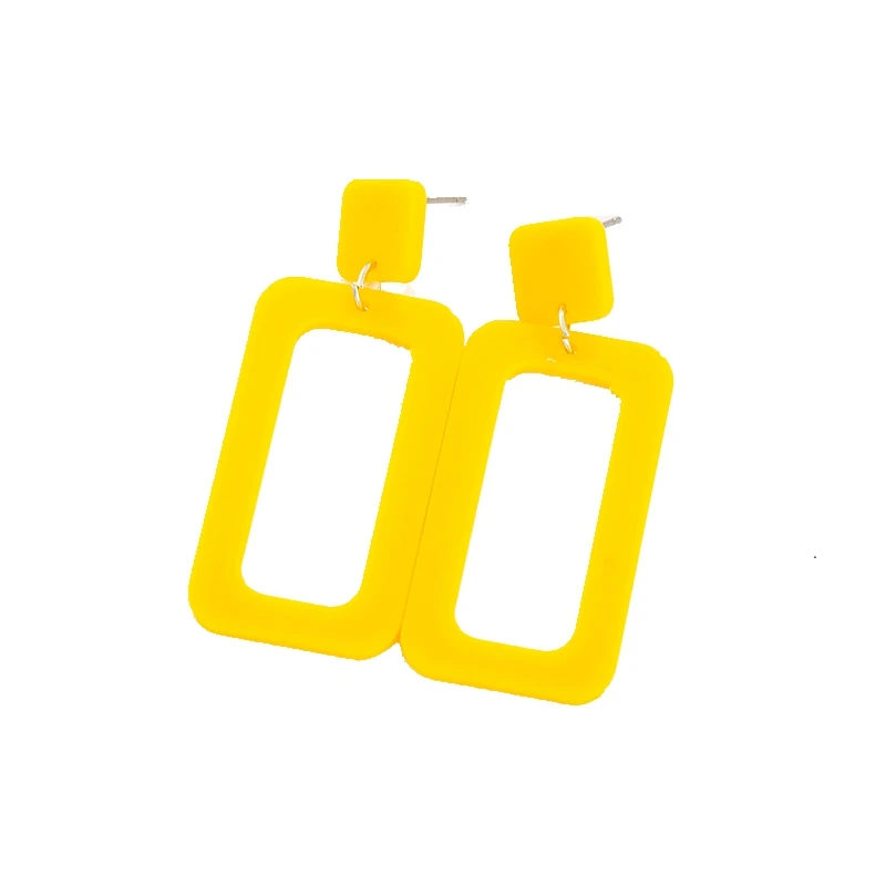 Корейская Новая мода DIY геометрические серьги желтые квадратные Висячие для