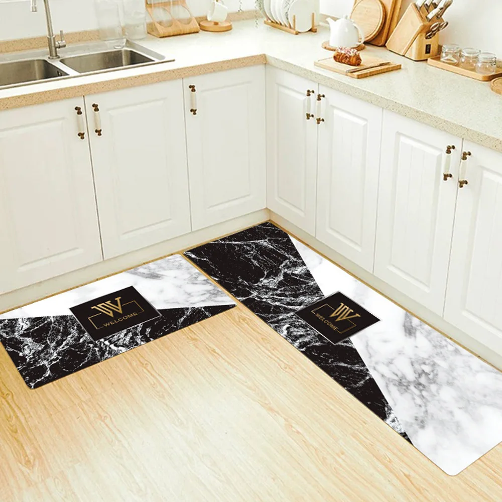 Кожаный ПВХ коврик для кухни в скандинавском стиле напольный маслостойкий