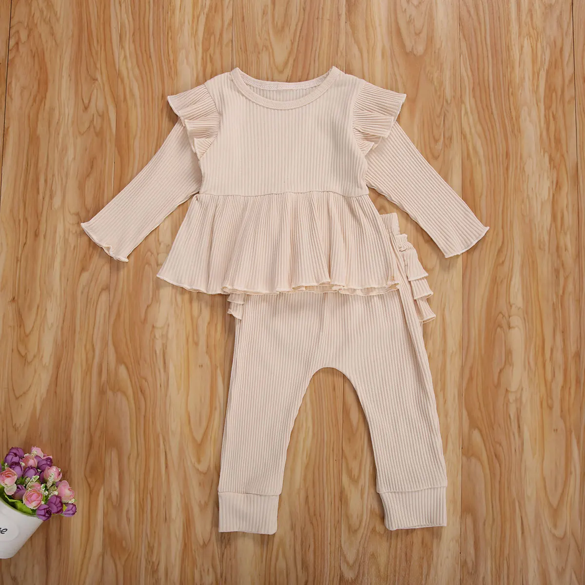 От 1 до 5 лет осенняя однотонная Детская рубашка и штаны комплект из 2 предметов в