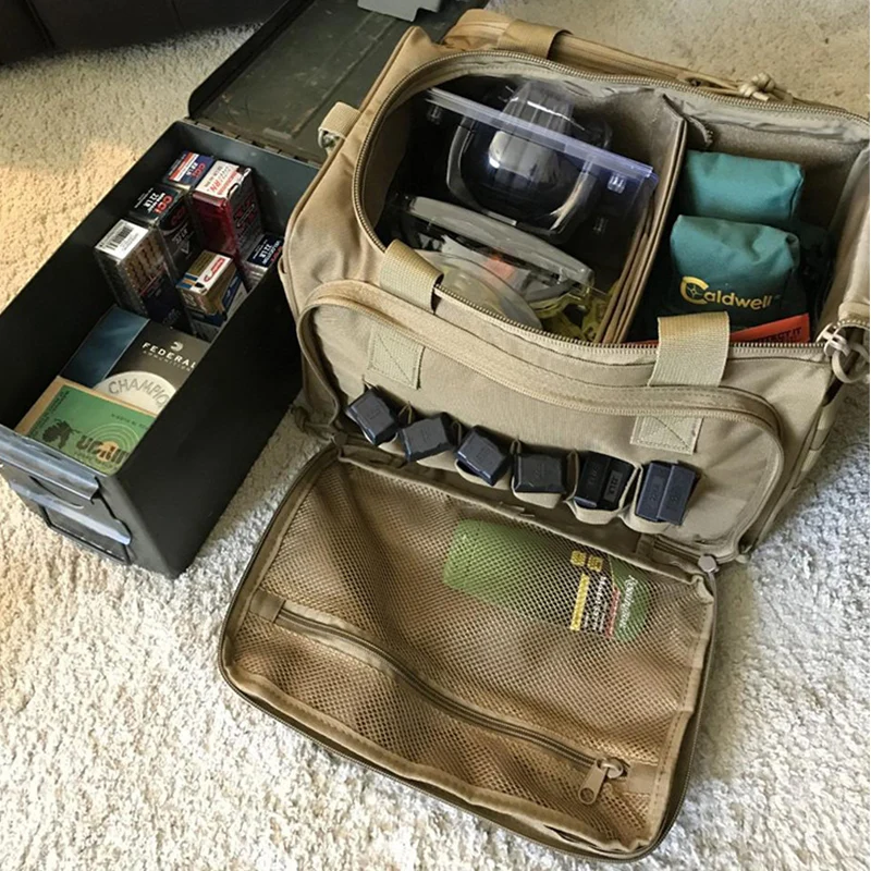 

Shooting Range Bag Molle System Outdoor Hunting Accessory Nylon Gun Tactical Case Bag Pistol Tool Shoulder Pack Sniper Black