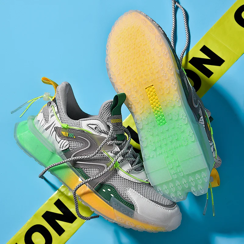 

Summer New Colorful Breathable Casual Sneakers Men Mixed Colors Non-Slip Air Cushion Sport Shoes Mesh Reflective Fast Shipping