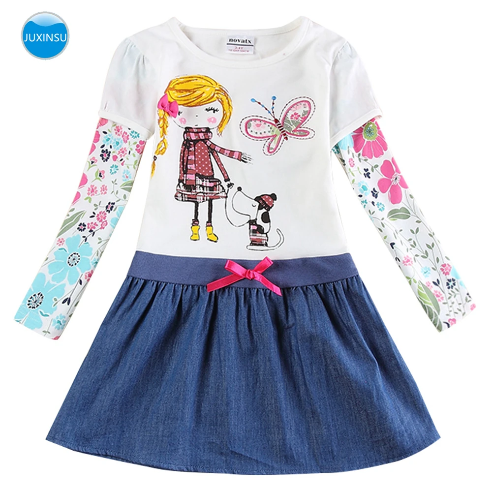 JUXINSU/платья с длинными рукавами для маленьких девочек модное осенне-зимнее