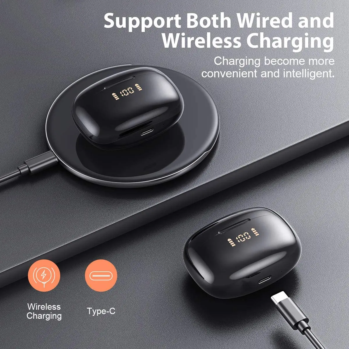 Беспроводной наушники Bluetooth 5 0 вкладыши TWS стерео звук с светодиодный Мощность