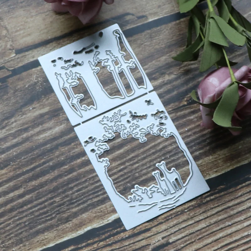

Rectangle Frame Tree Forest Deer Metal Cutting Dies Stencil Scrapbooking Photo Album Card Paper Embossing Craft DIY