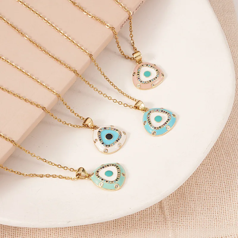 

VENTFILLE Enamel Necklace Female Drip Oil Hot Selling Pendant Fashion Personality Simple Wild Clavicle Chain Wholesale