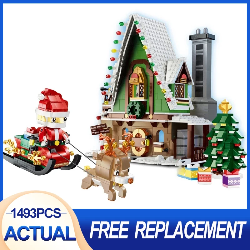 

QIZHILE 90012 Santa Claus Elf House Elk Assembled Modular Building Blocks Bricks Model Children's Educational Toy Christmas Gift