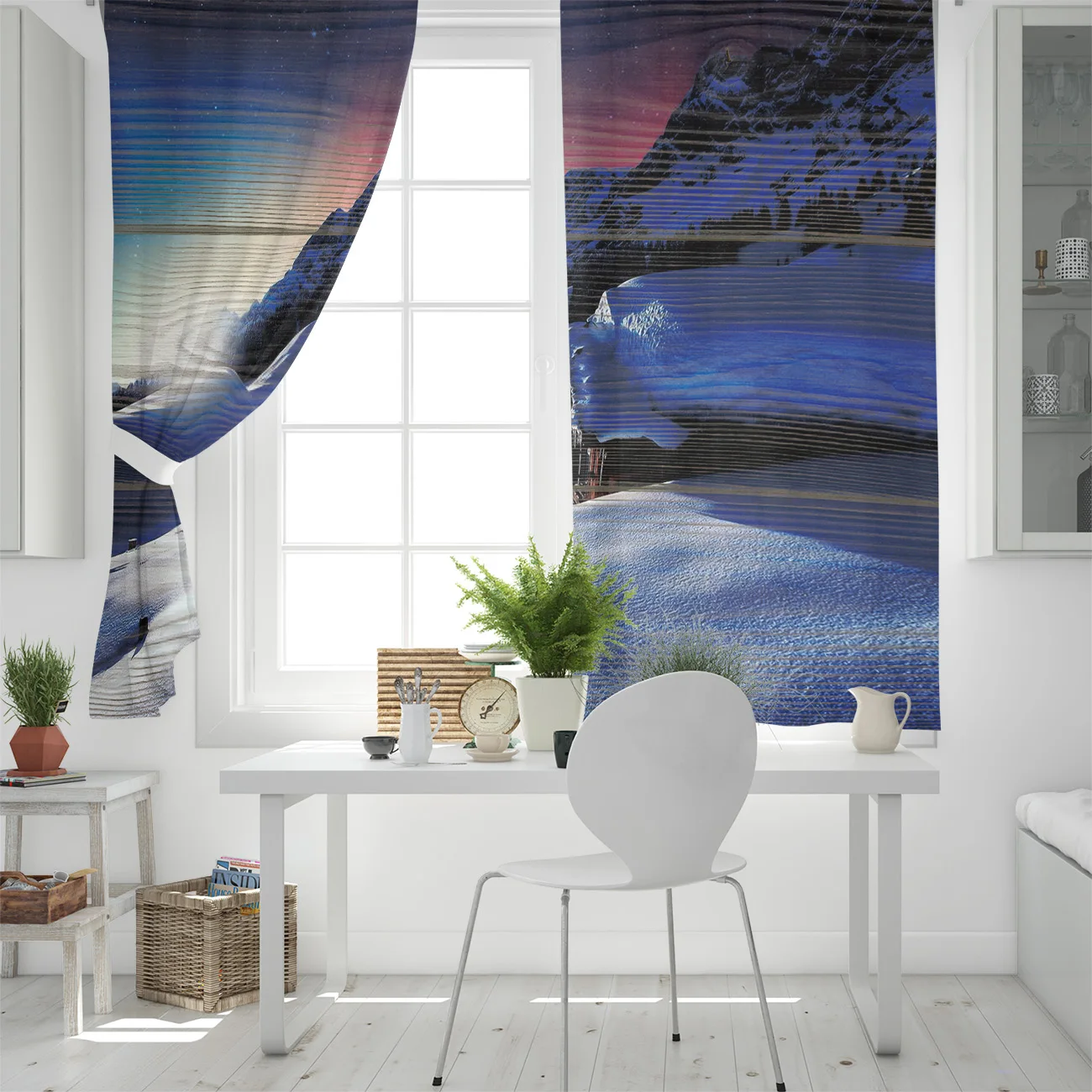 Деревянный фон зима Звездное окно в небо занавески Живописные Занавески для