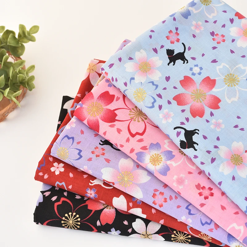 Япония Ретро винтажная синяя/красная/Золотая вишня 100% хлопок бронзовая ткань для