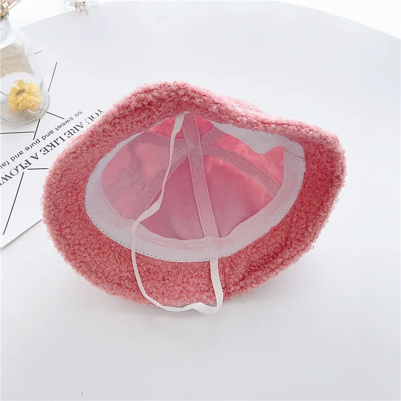 

Children's Autumn Hat Embroidered Cartoon Infant Girls Warm Hat Winter Korean Style Pompom Ball Plush Fisherman Girls Hat 1-3T