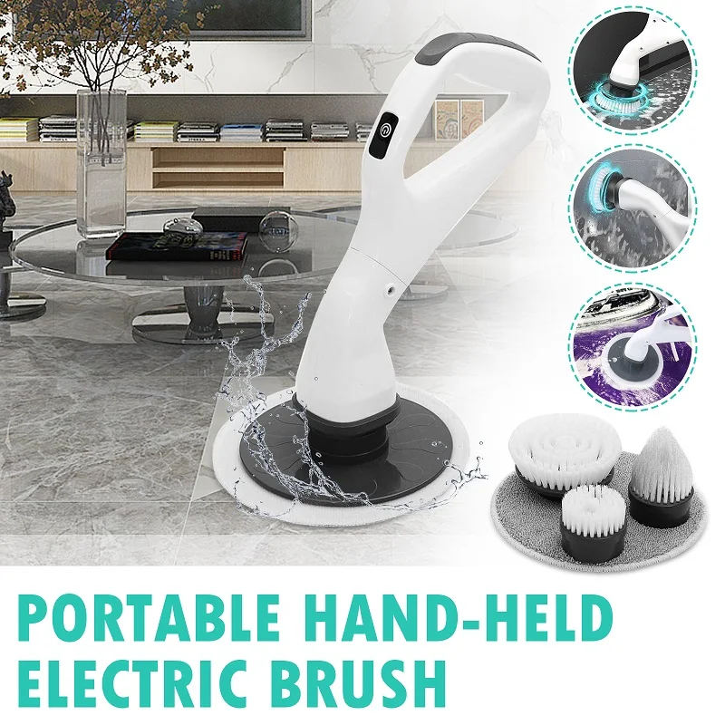 

Household Electric Brush Bathroom Cleaning Tools Home Brushes 4 Replaceable Cleaning Brush Heads Bathroom Cleaning Tools
