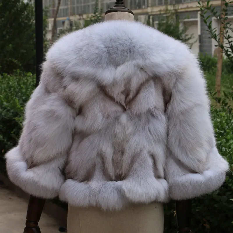 2020 full leather real fox fur fox fur coats natural fox coats fashionable shooting style female winter warm bat-type coat enlarge