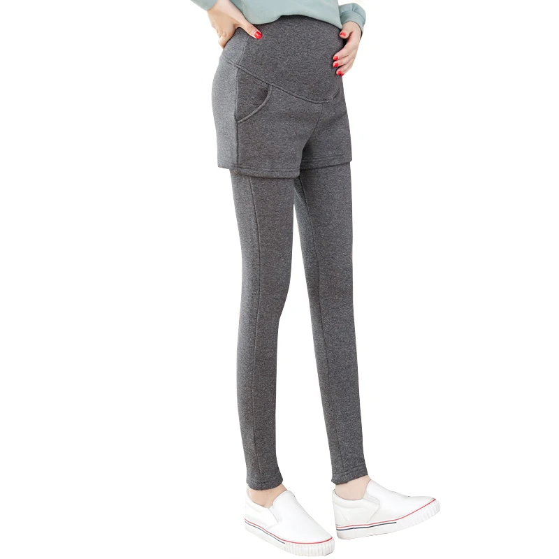 Супертеплые зимние Леггинсы для беременных женщин утепленные бархатные зимняя