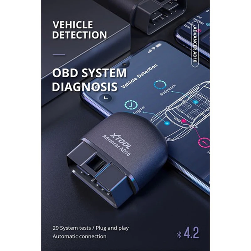 Диагностический сканер XTOOL AD10 OBD2 Bluetooth ELM327 считыватель кодов двигателя HUD Head| |