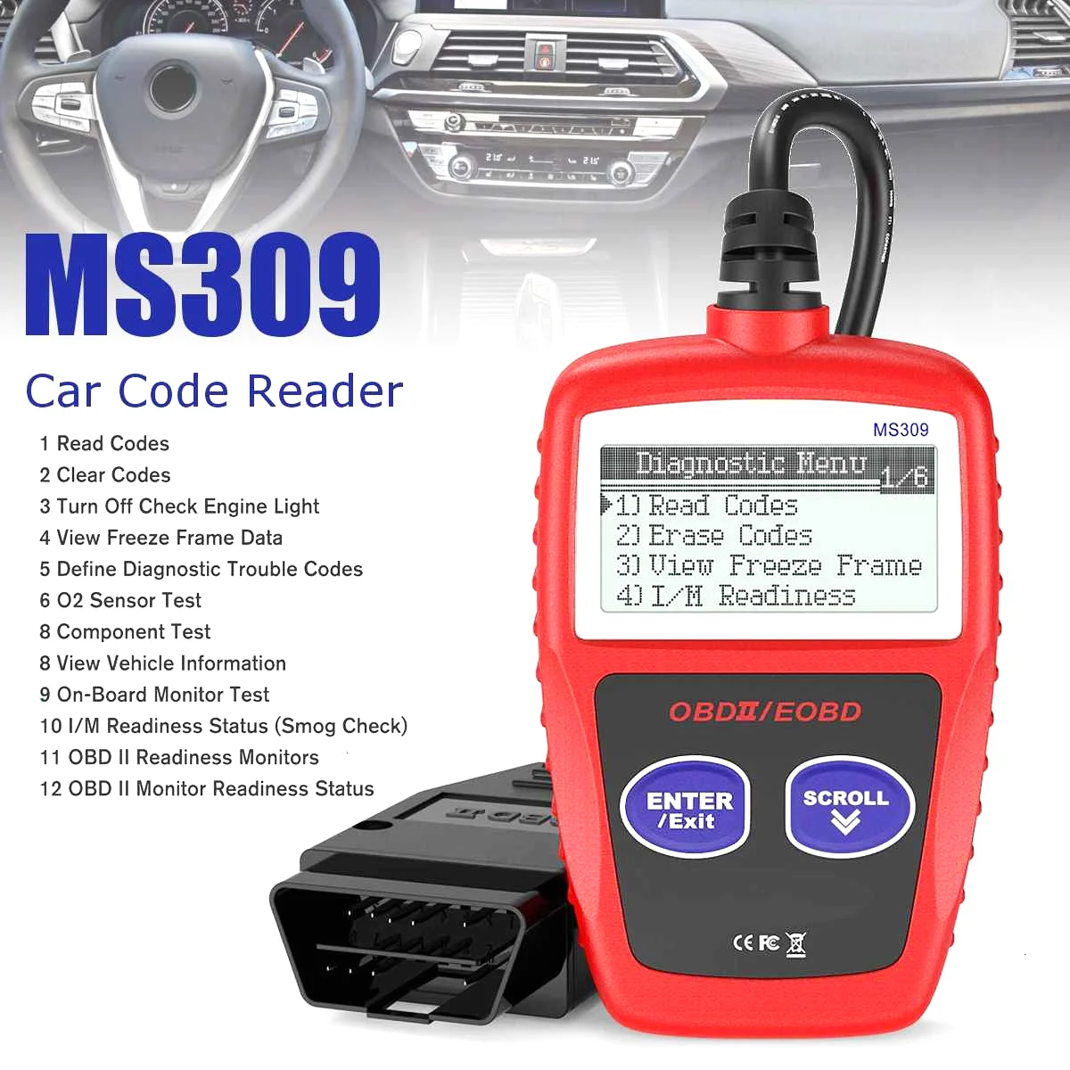MS309 OBD2 сканер ODB 2 EOBD автоматический диагностический многоязычный Автомобильный