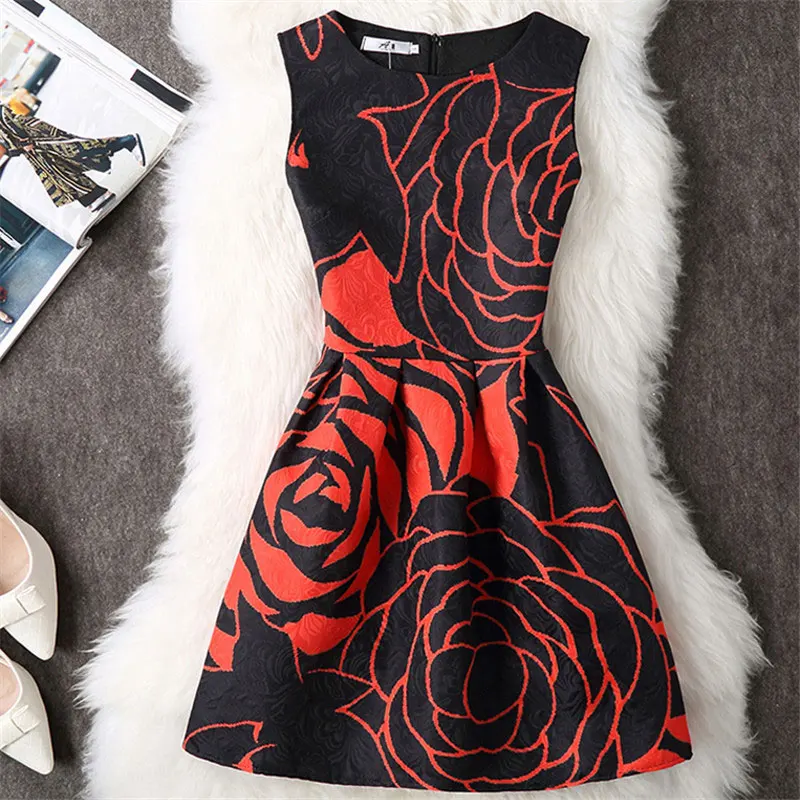 Лето Осень женское платье без рукавов с цветочным принтом 2019 повседневные Мини