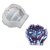 diy crystal epoxy resin mold two hand model hand storage dish ashtray mirror silicone mold for resin home decoration