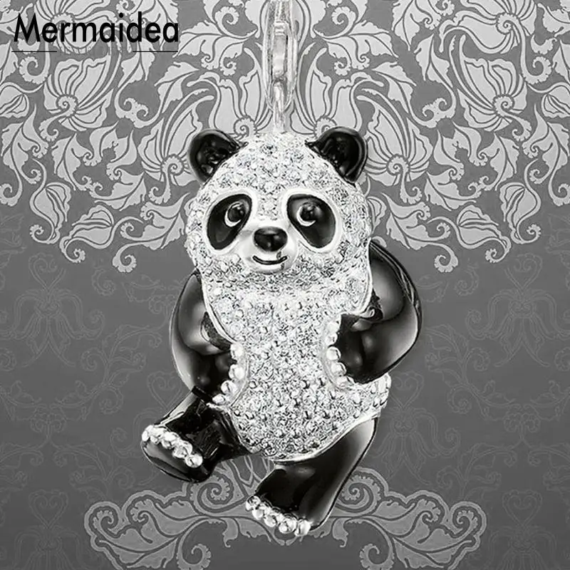 Белая CZ подвеска панды модные ювелирные изделия посеребренный милый подарок для