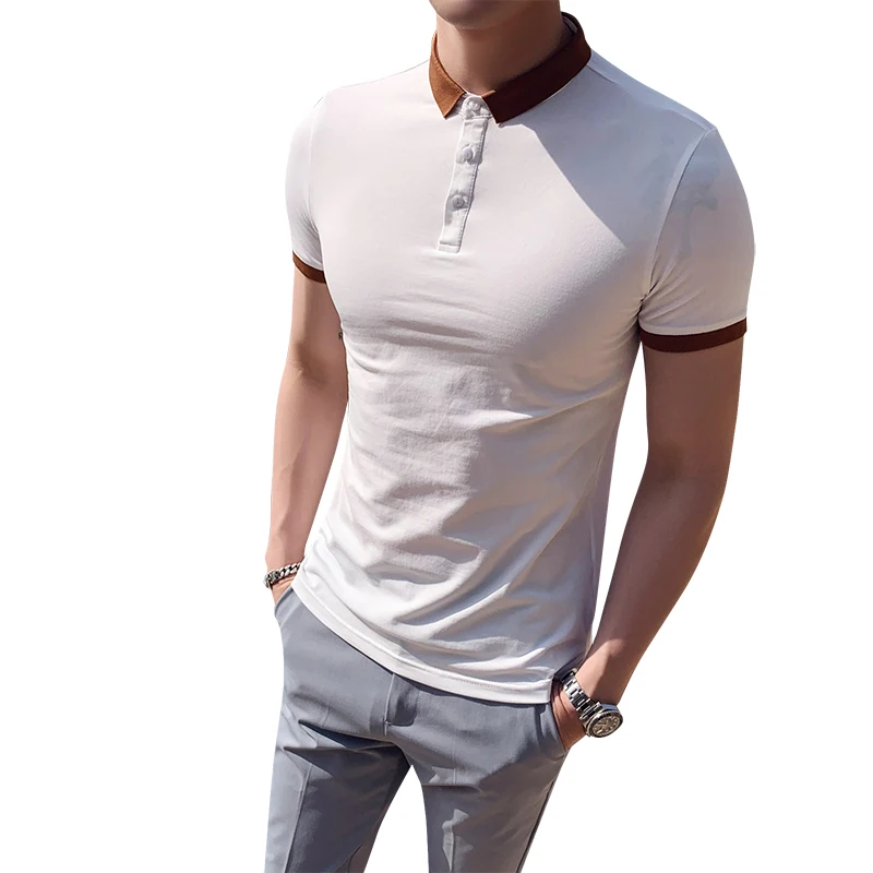 

2021 Summer Shirts Men British Style Short Sleeve Slim Fit Casual Shirts Lapel Business Male Clothing Streetwear Tops