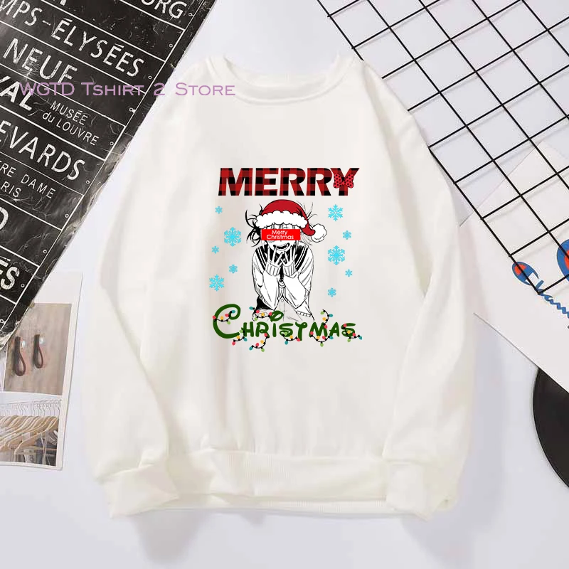 

My Hero Academia Boku No Hero Academia Anime Hoodie Himiko Toga Sweatshirts Merry Christmas Letter Printed Tops Christmas Hoody