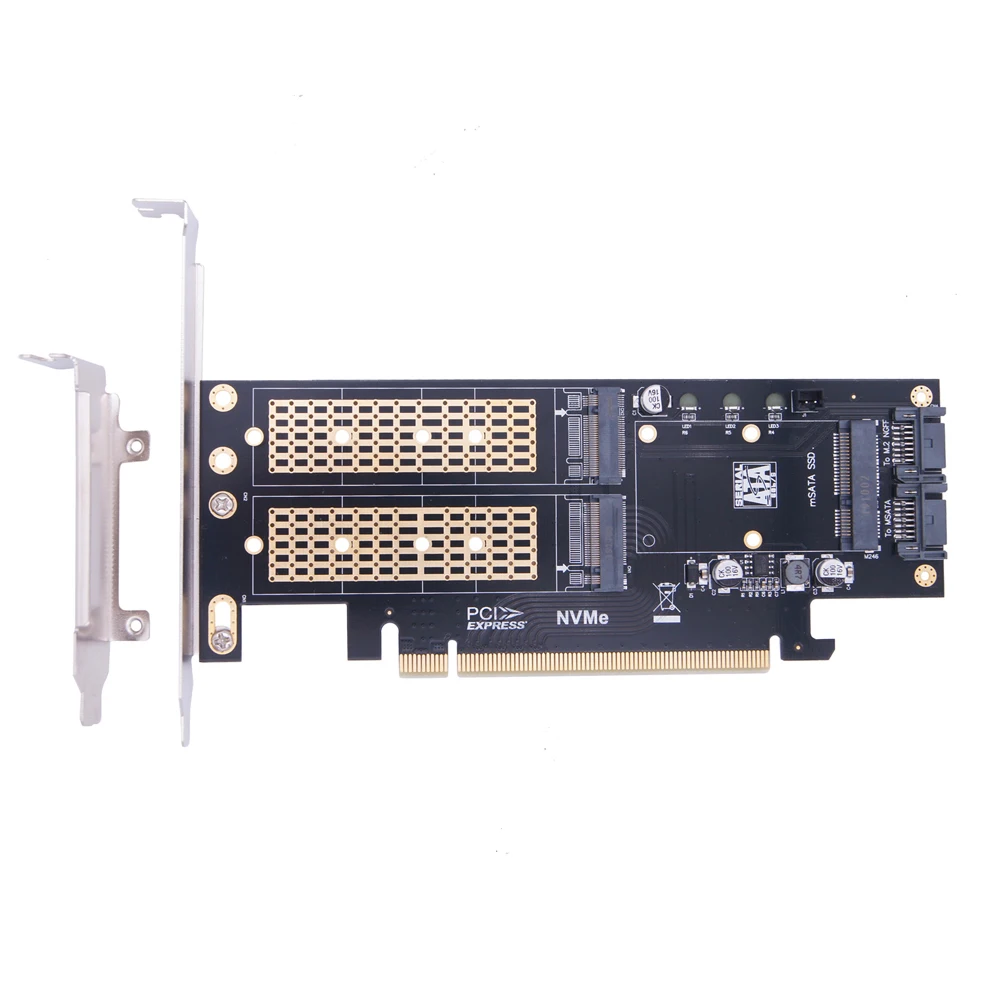 

3 In 1 M.2 mSATA SSD Adapter Card M.2 NVME SSD to PCIE Adapter mSATA To SATA Adapter with Aluminum Heatsink for Windows