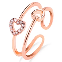 2020 korean new rings fashion temperament double heart ring for women elegant simple versatile index finger ring dropshipping